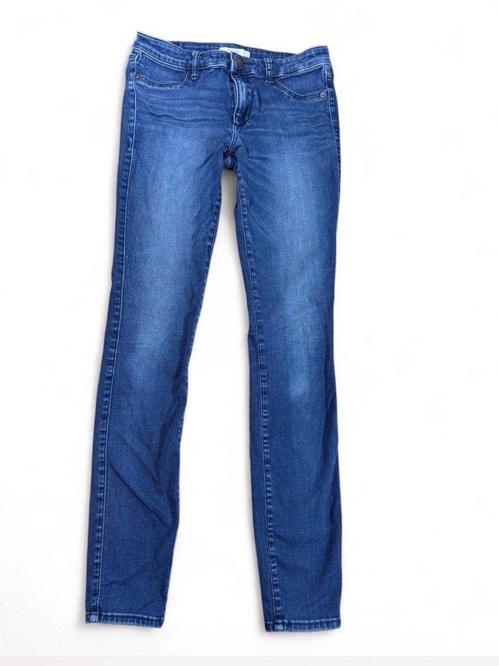 Abercrombie & Fitch Size 4 Long Skinny Jeans Zip Pocket Blue Denim W27 L31 Y2K